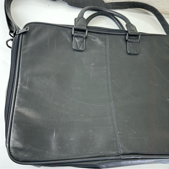 SATCHI genuine black leather messenger bag unisex academia - Picture 9 of 16